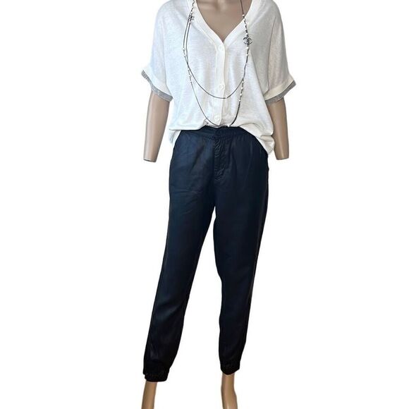 AG Adriano Coated Black Tapered Jogger Pants M - Picture 3 of 15